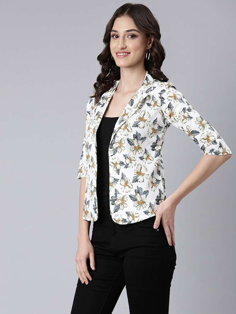 white floral single breasted blazer - 20382845 -  Standard Image - 1
