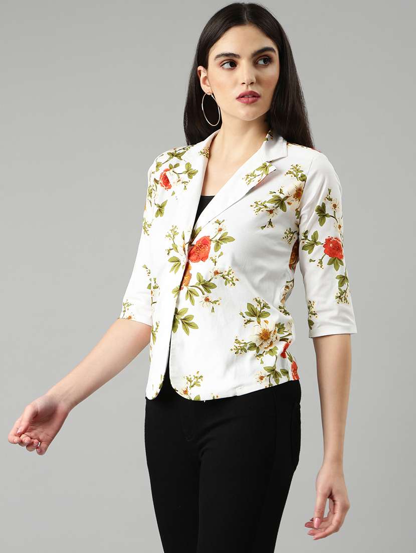 white floral single breasted blazer - 20382846 -  Standard Image - 1