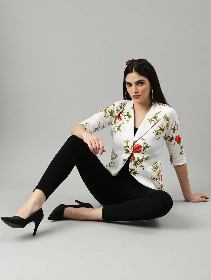 white floral single breasted blazer - 20382846 -  Standard Image - 4
