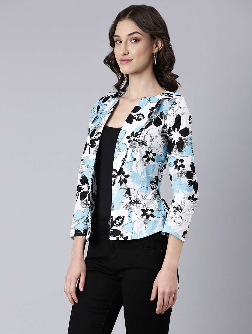 white floral single breasted blazer - 20382850 -  Standard Image - 1