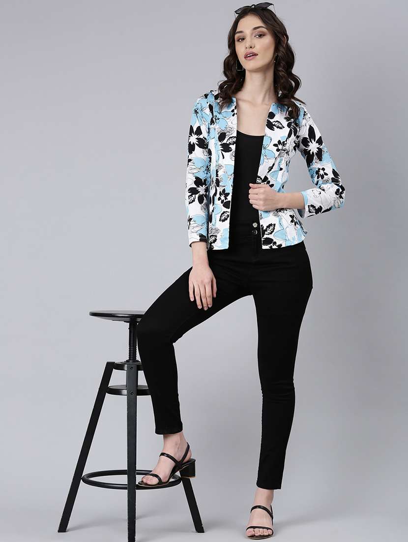 white floral single breasted blazer - 20382850 -  Standard Image - 4