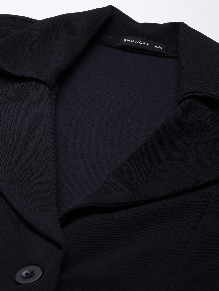 navy blue solid single breasted blazer - 20382854 - Standard Image - 6