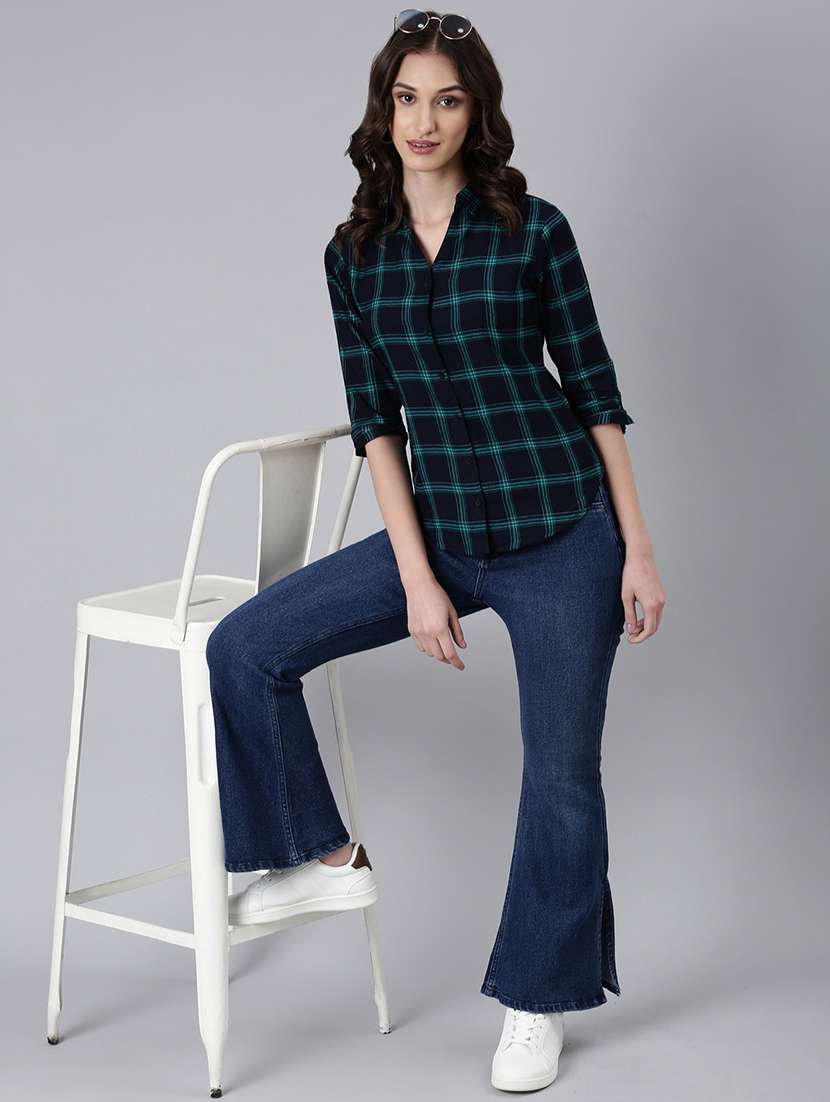 women multi color checkered cotton regular shirt - 20382922 - Standard Image - 4