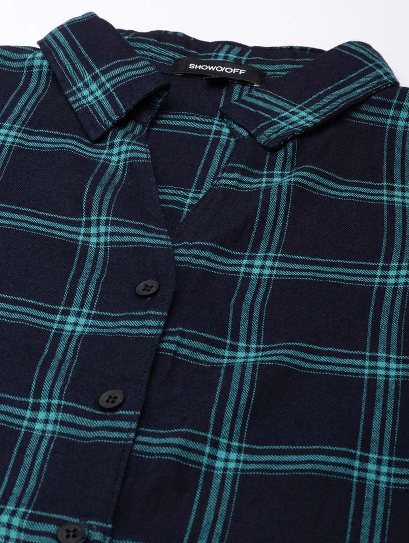women multi color checkered cotton regular shirt - 20382922 - Standard Image - 6