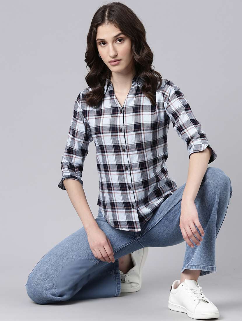 women multi color checkered cotton regular shirt - 20382926 -  Standard Image - 4