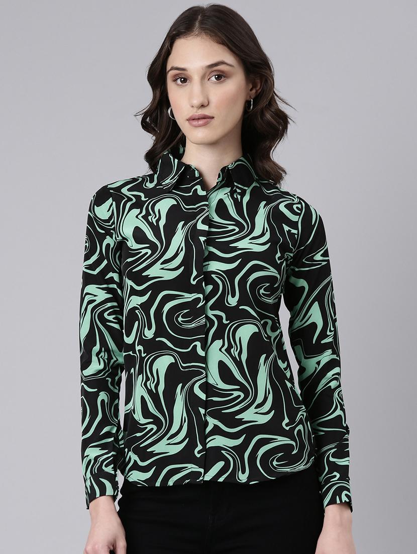 women multi color abstract printed crepe regular shirt - 20382932 - Zoom Image - 0