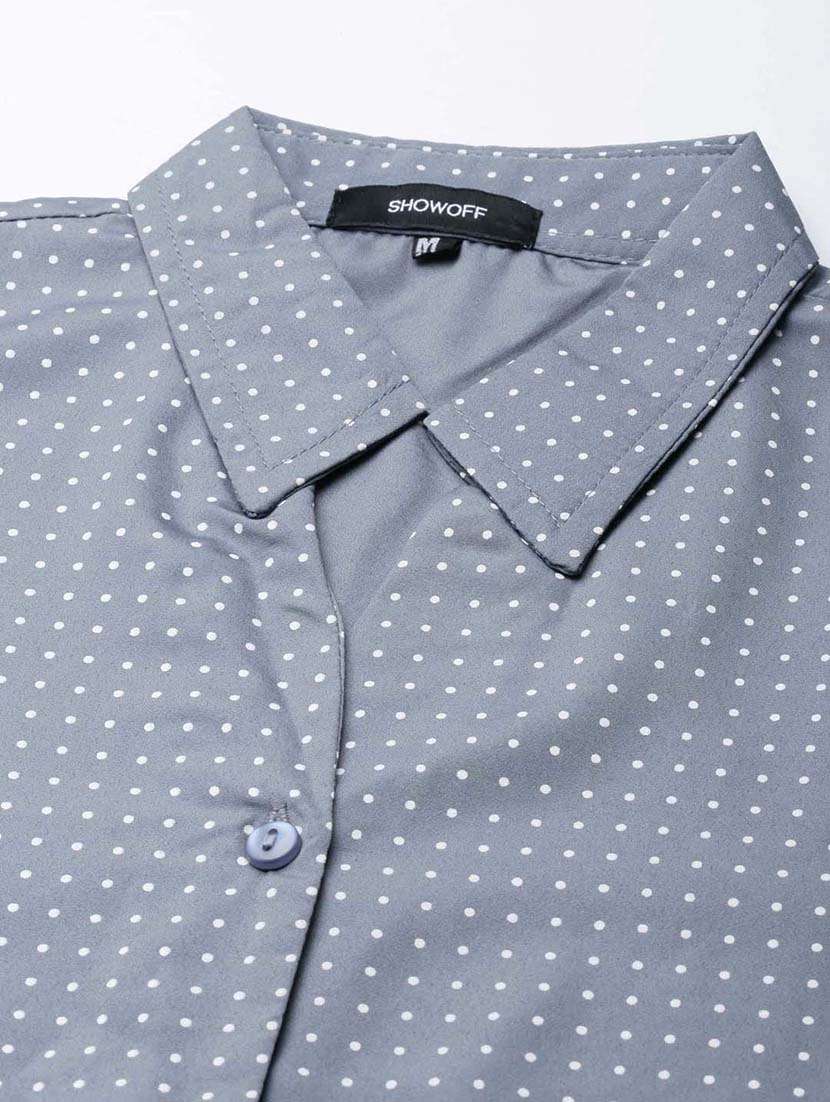 women grey polka dot cotton regular shirt - 20382933 -  Standard Image - 6