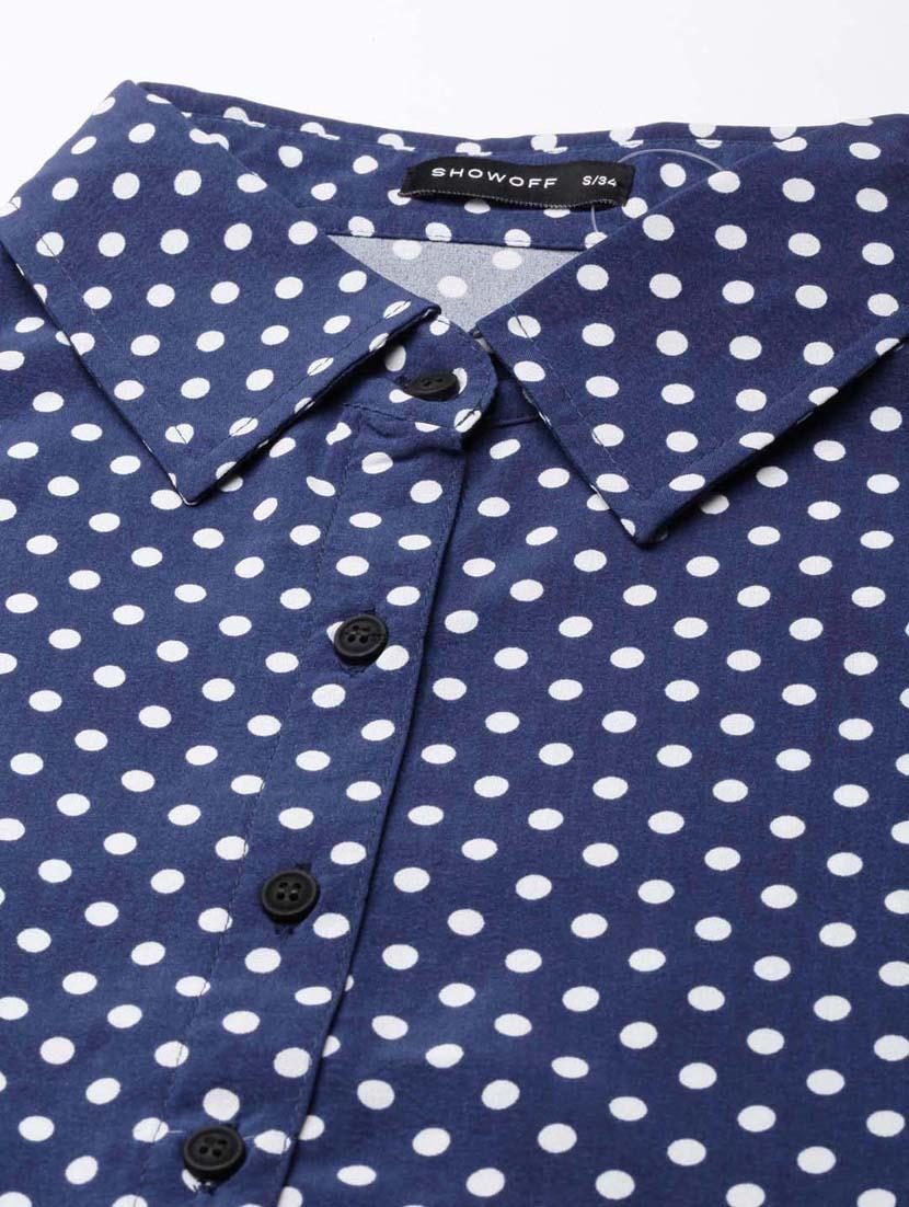 navy blue crepe regular shirt - 20382935 - Standard Image - 6