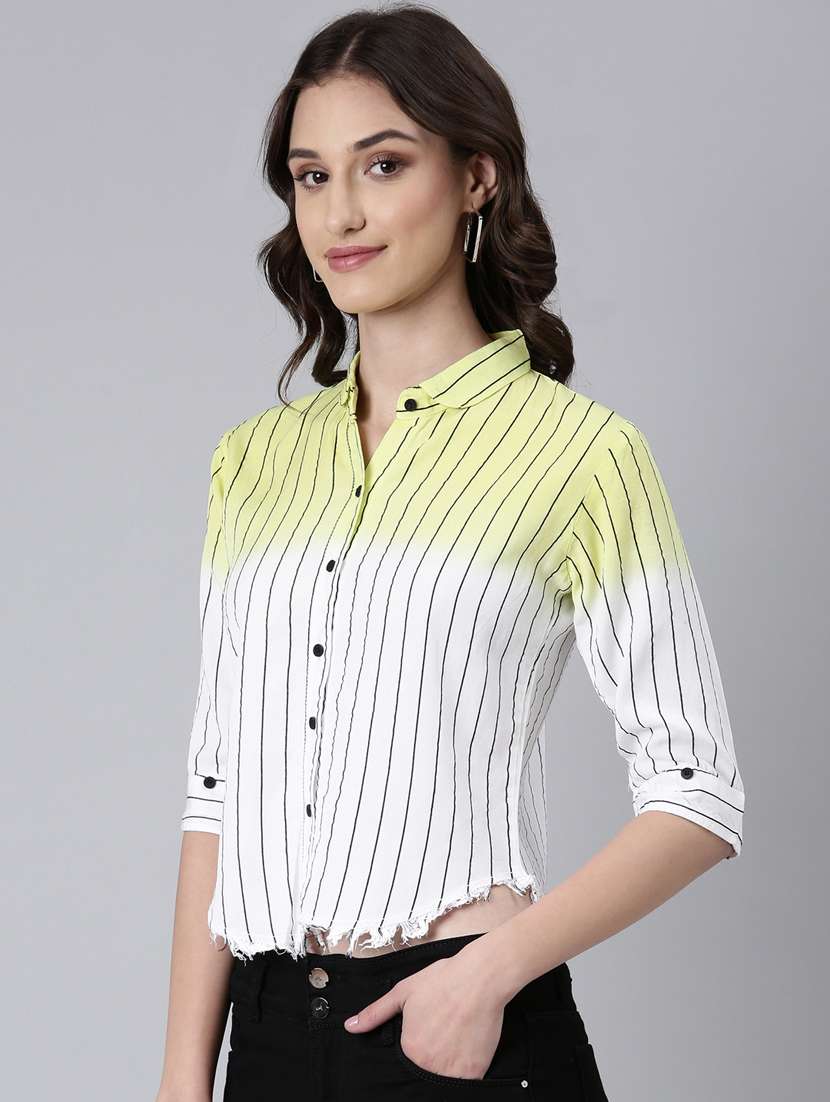 white cotton crop shirt - 20382941 -  Standard Image - 1