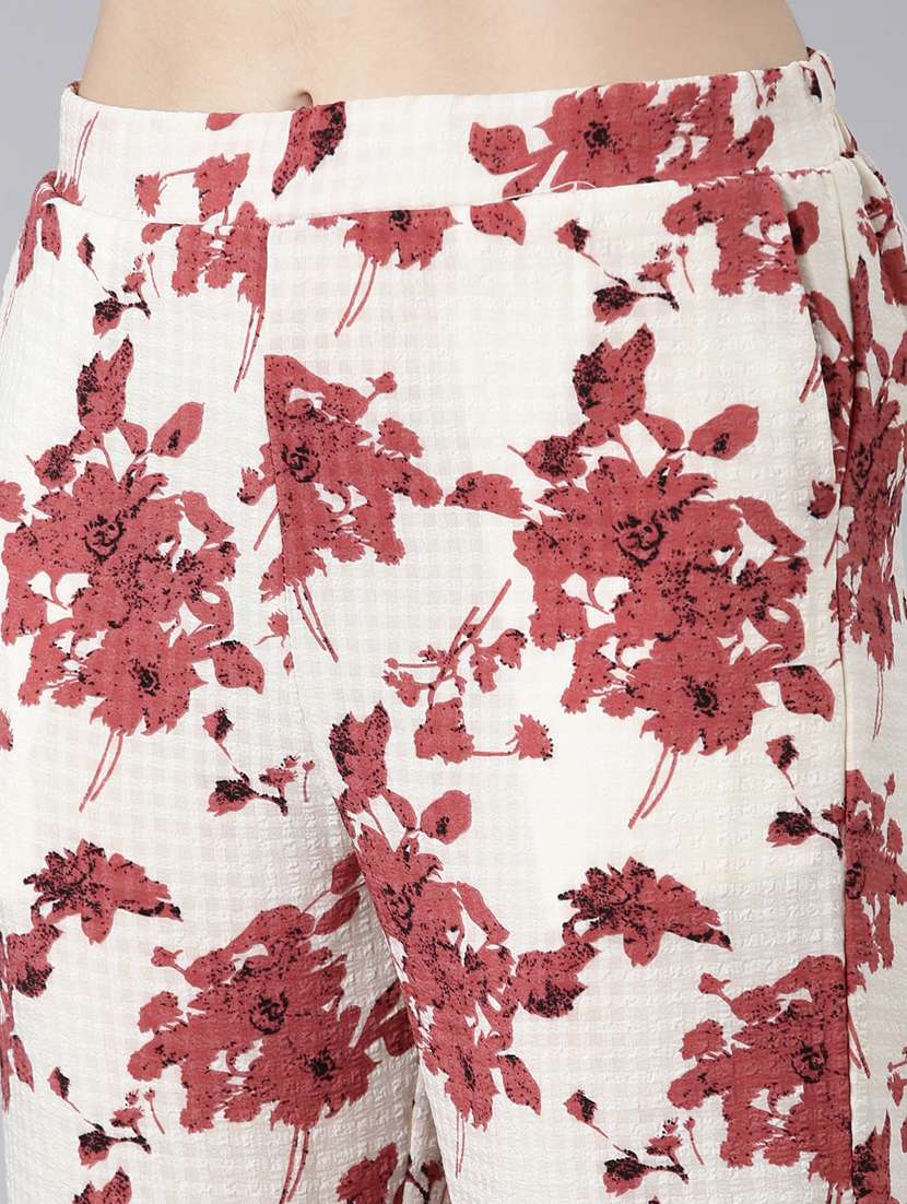 beige floral print bottom and coat co-ord set - 20382947 -  Standard Image - 6