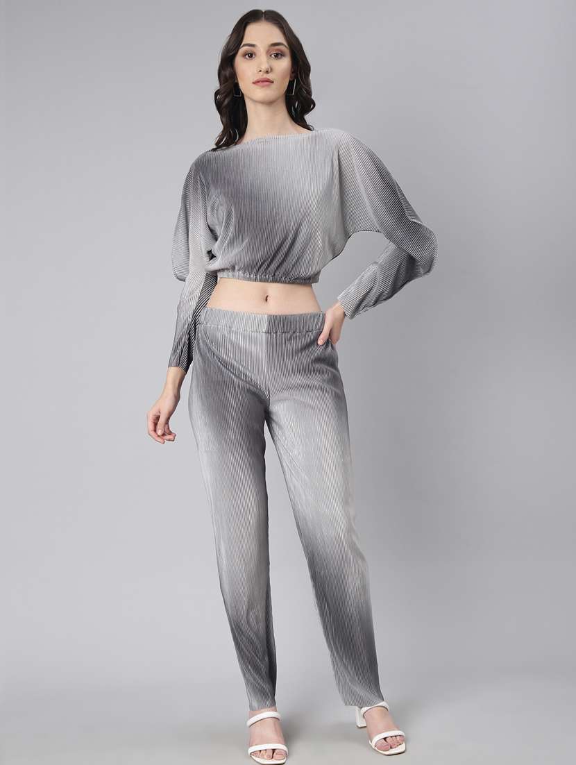 grey tie & dyed top and trouser co-ord set