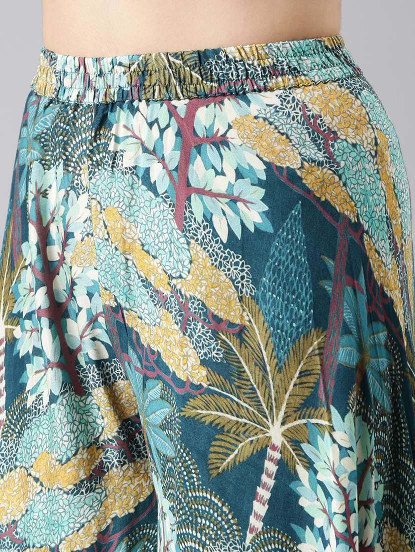 teal tropical print top and palazzos co-ord - 20382964 -  Standard Image - 6