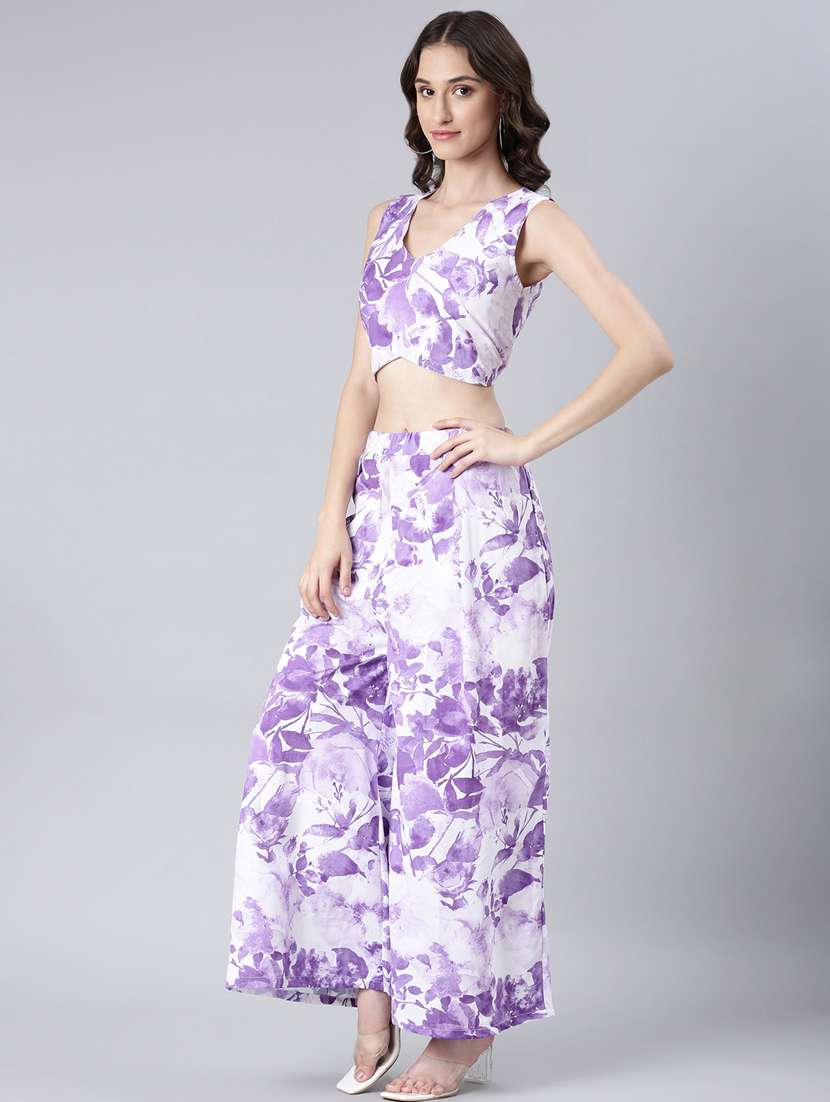 white floral top and palazzo co-ord - 20382965 -  Standard Image - 1