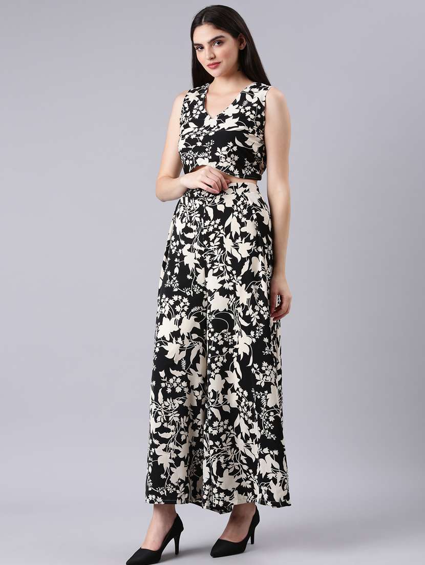 black floral top and palazzos co-ord set - 20382967 -  Standard Image - 1