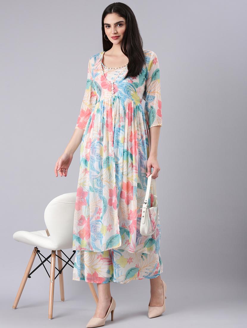 optic white tropical top and palazzos co-ord set - 20382970 - Standard Image - 4