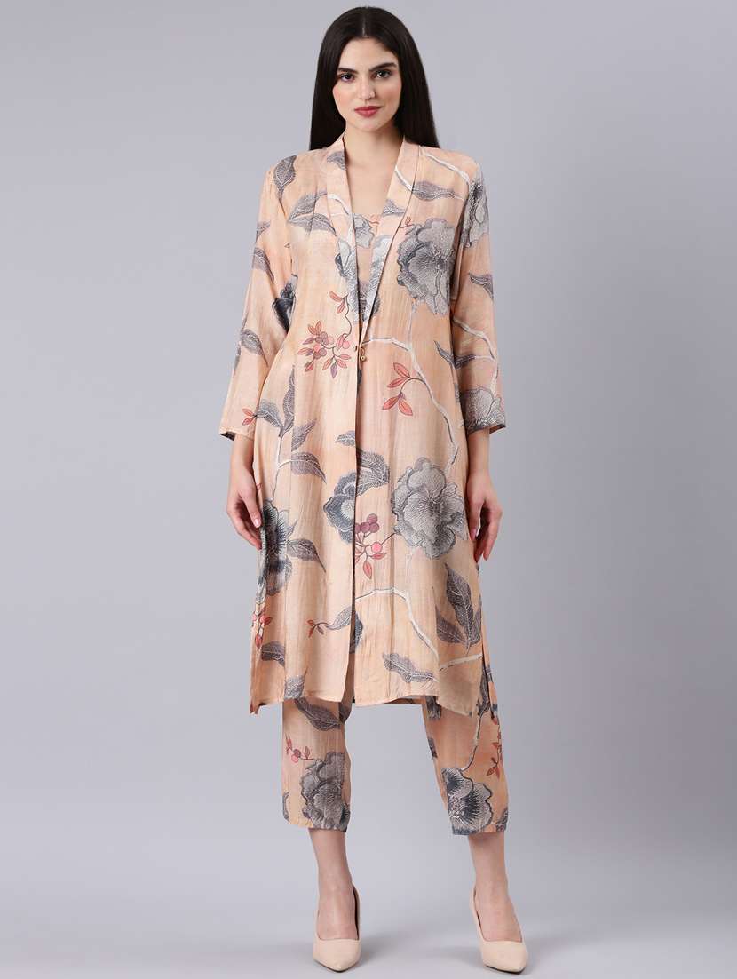 women peach top and trouser co-ords set