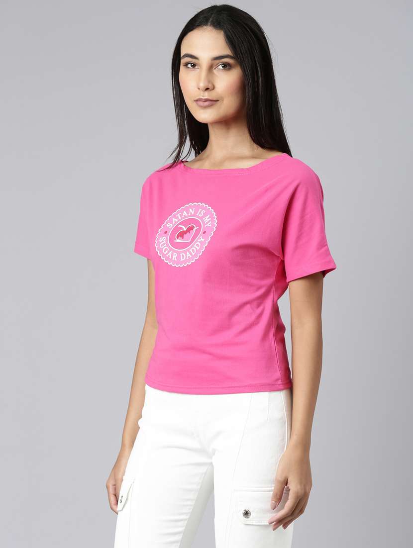 pink cotton regular tshirt - 20382976 - Standard Image - 1