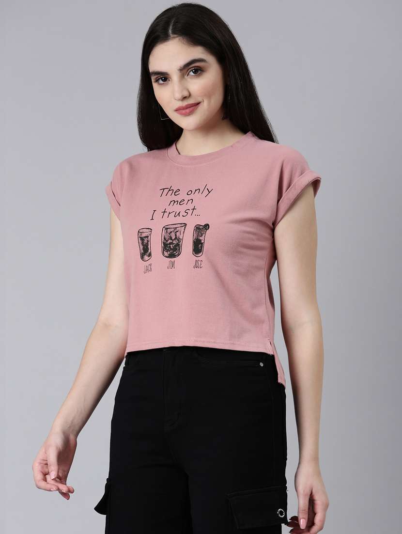 women's front print round neck t-shirt - 20382982 -  Standard Image - 1