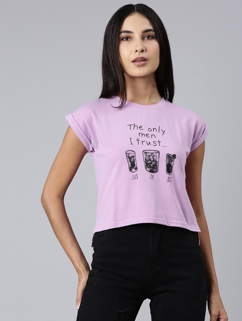 women's front print round neck t-shirt