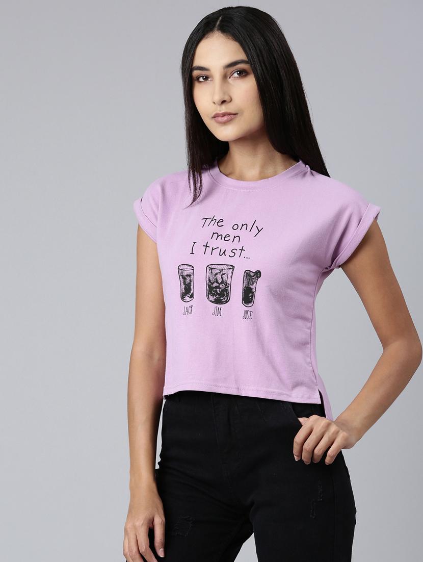 women's front print round neck t-shirt - 20382983 -  Standard Image - 1
