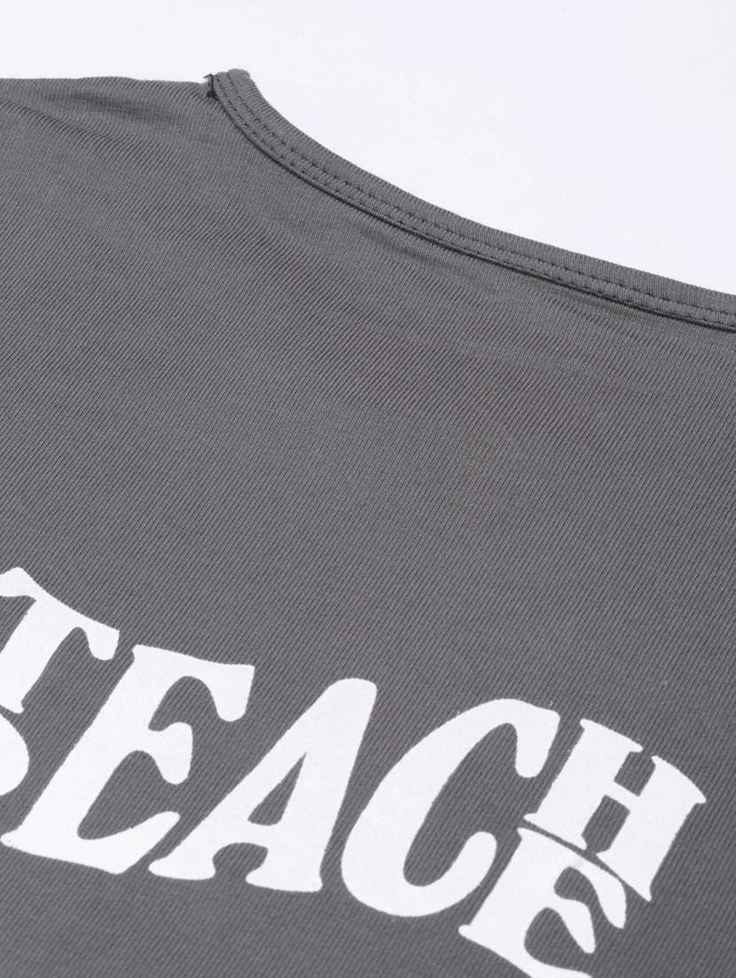 women's chest print crew neck t-shirt - 20382986 - Standard Image - 6