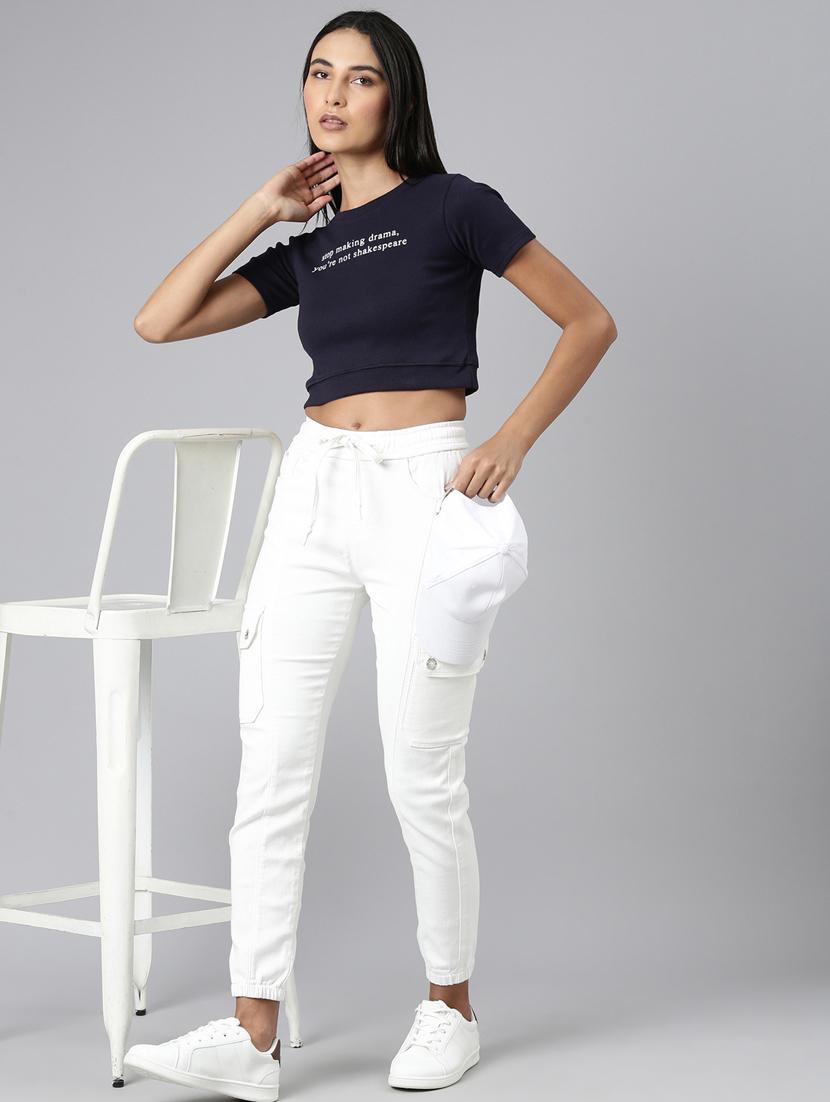 women's chest print round neck t-shirt - 20382989 - Standard Image - 4
