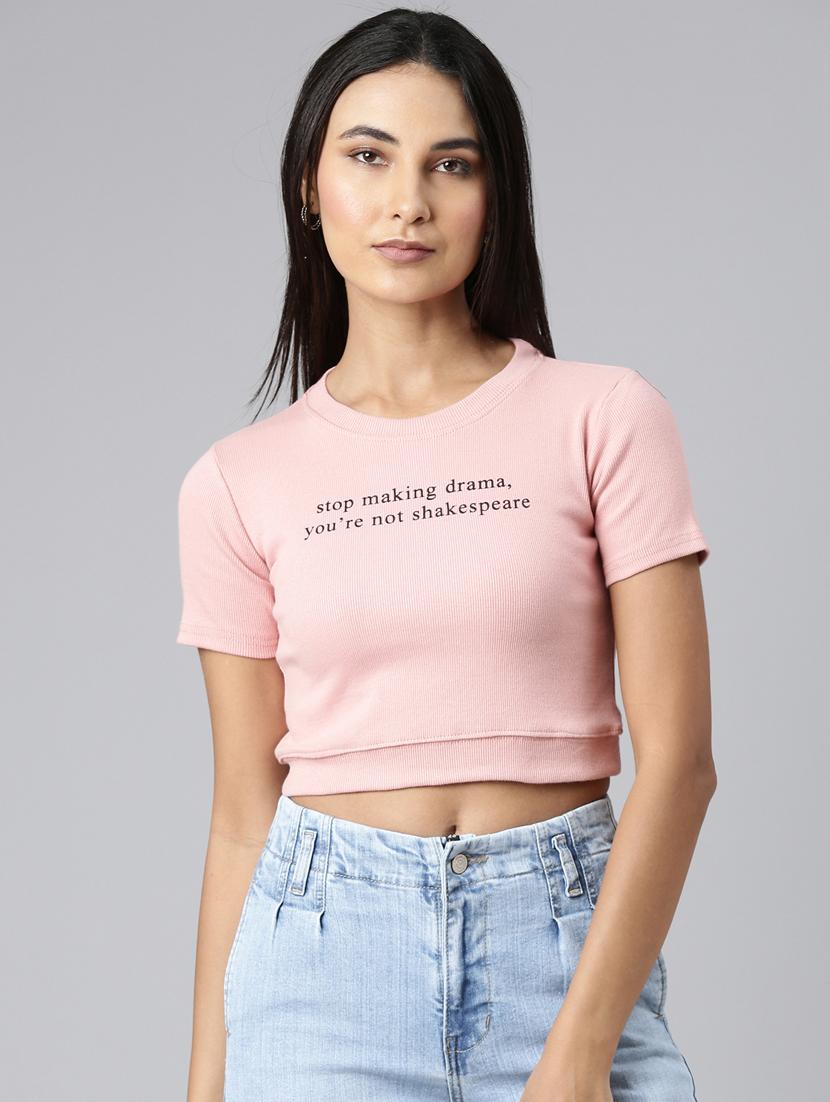 women's chest print v neck t-shirt - 20382991 - Zoom Image - 0