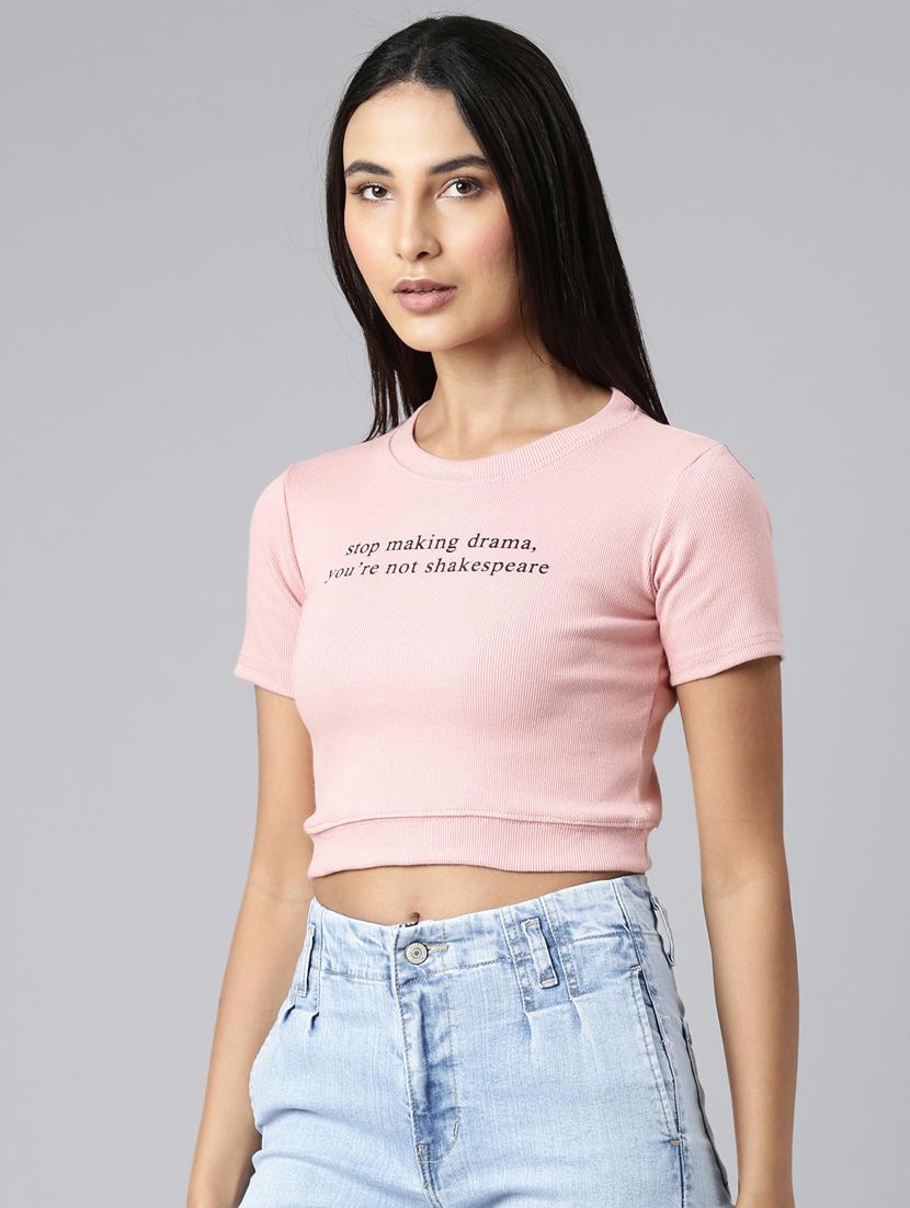 women's chest print v neck t-shirt - 20382991 - Standard Image - 1