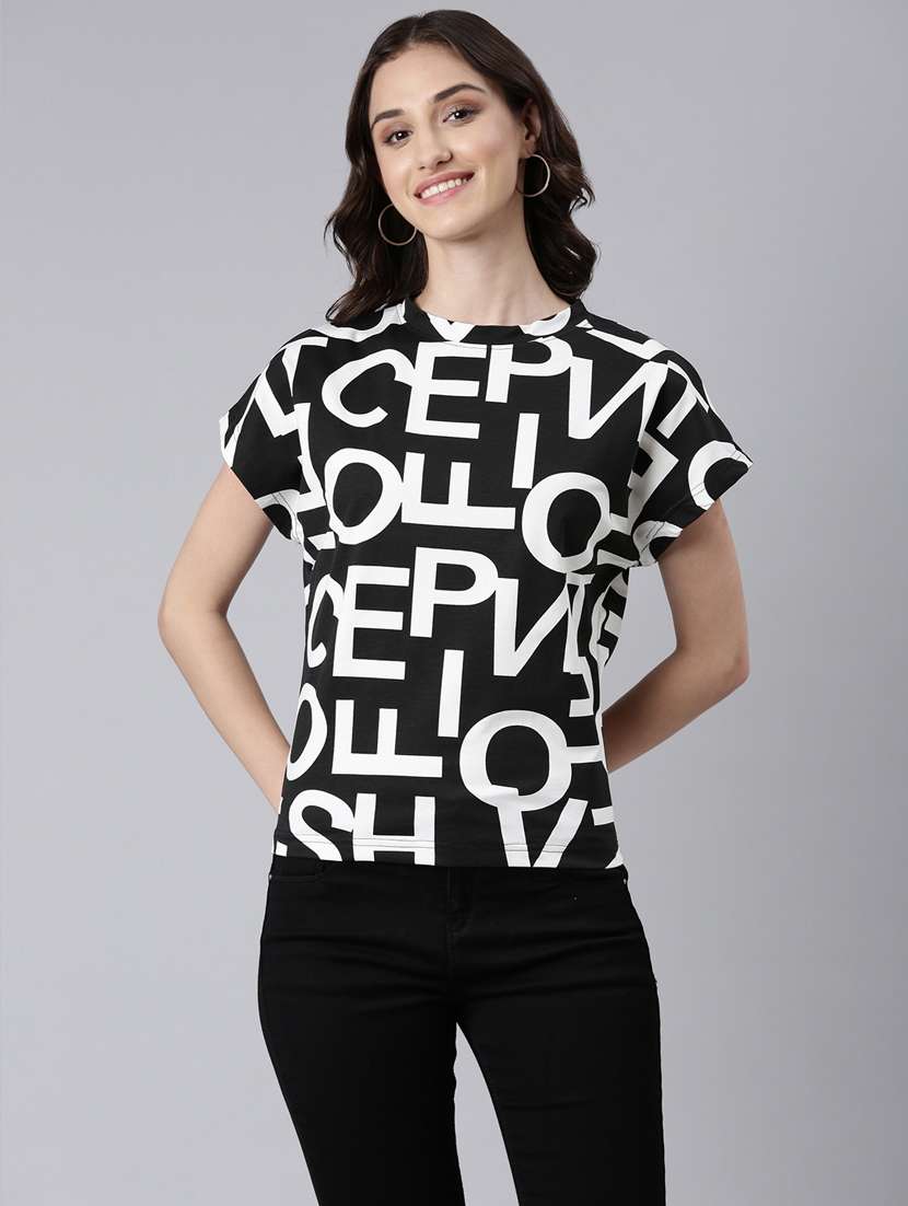 women's all over print crew neck t-shirt