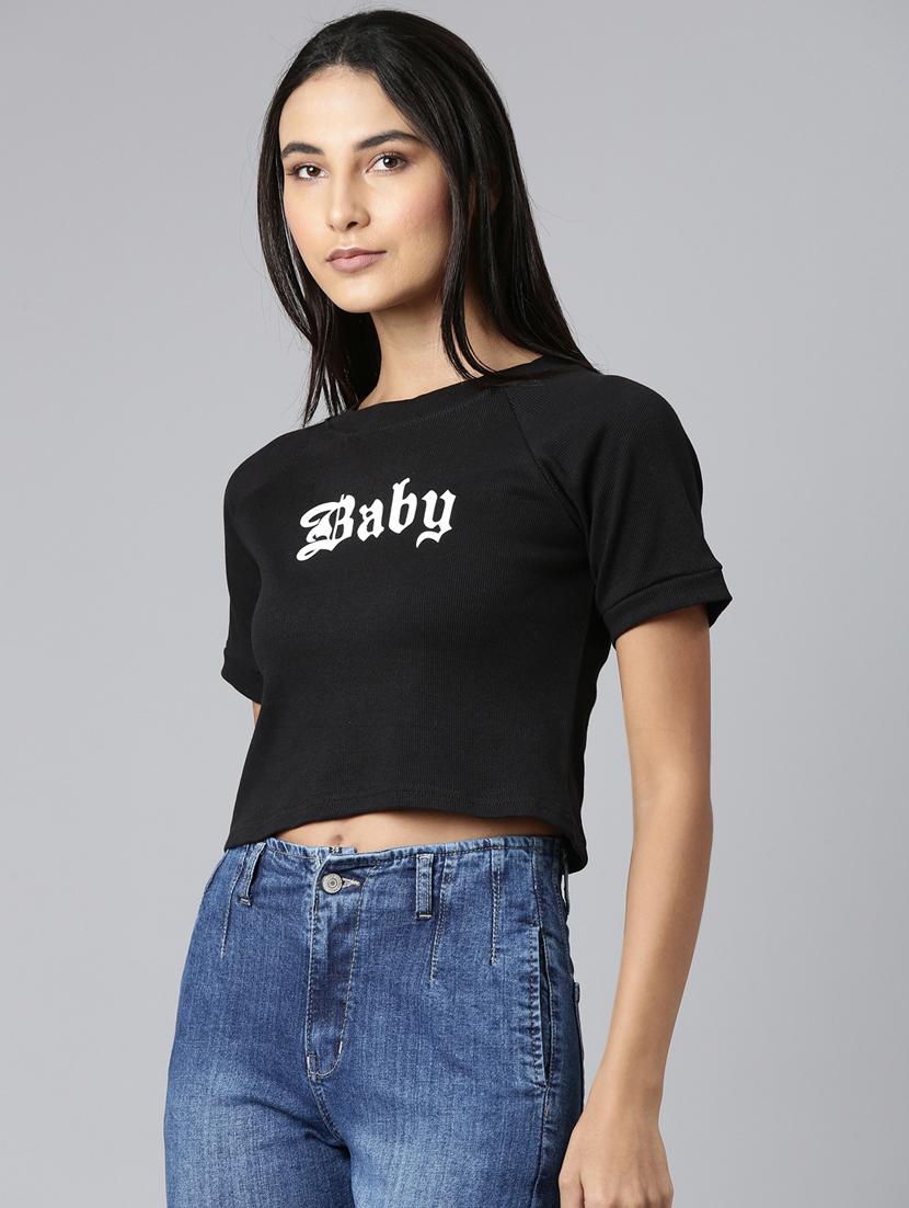 women's chest print crew neck t-shirt - 20382995 -  Standard Image - 1