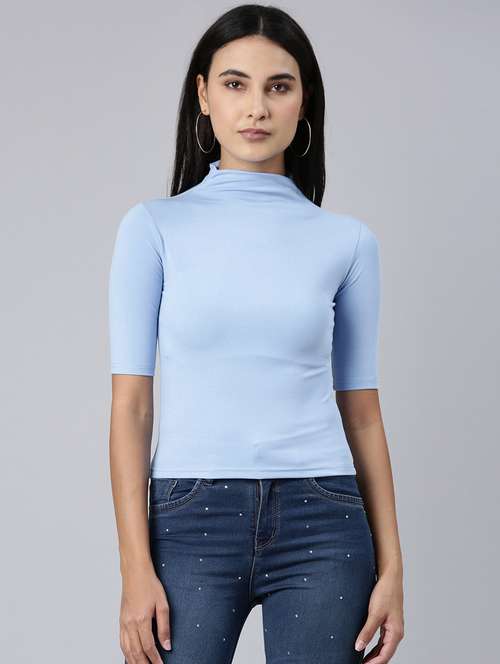 women's plain high neck t-shirt - 20383002 - Standard Image - 0