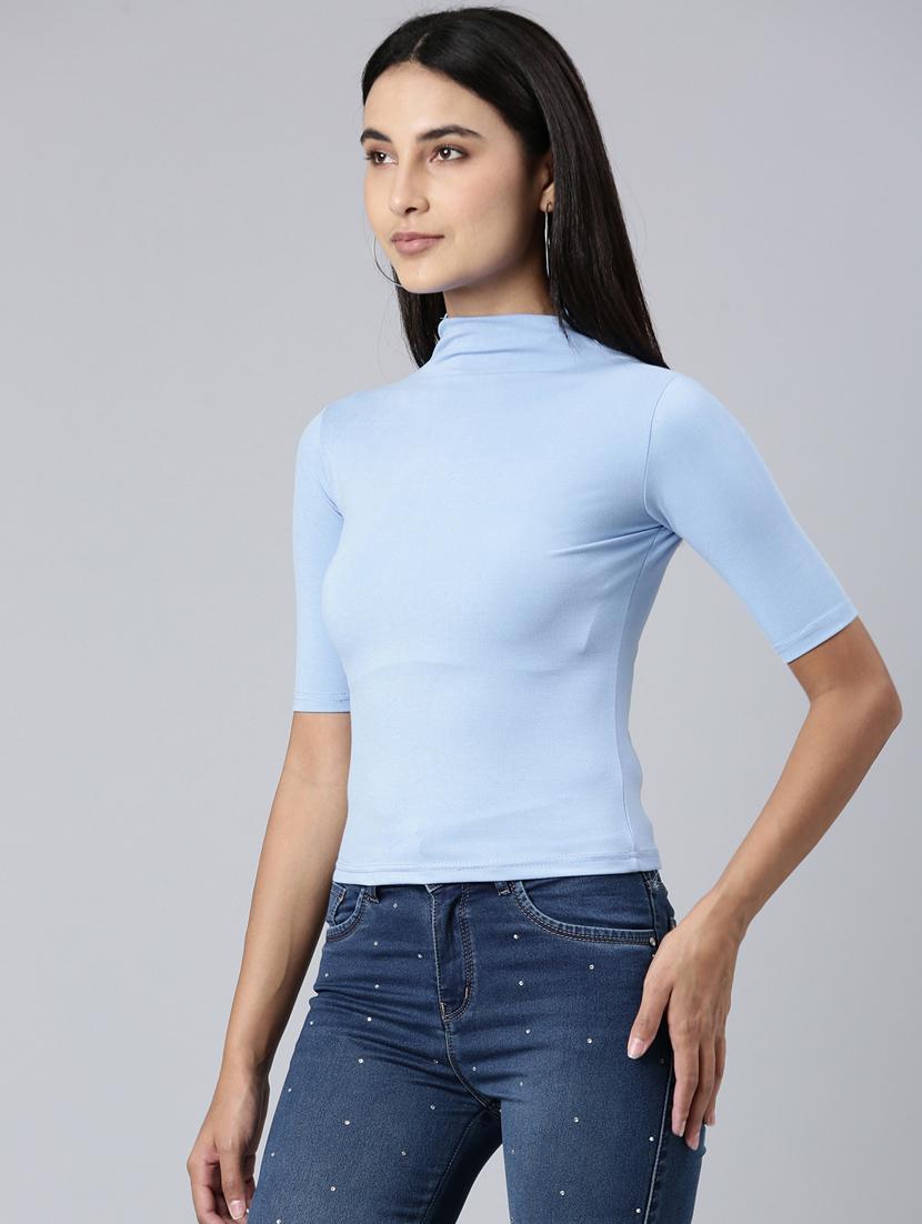 women's plain high neck t-shirt - 20383002 - Standard Image - 1