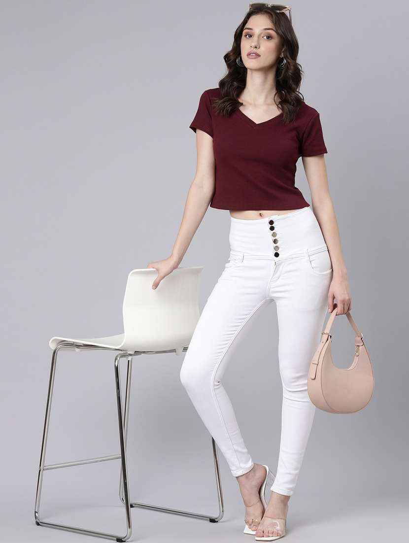 women's plain v neck t-shirt - 20383004 - Standard Image - 4