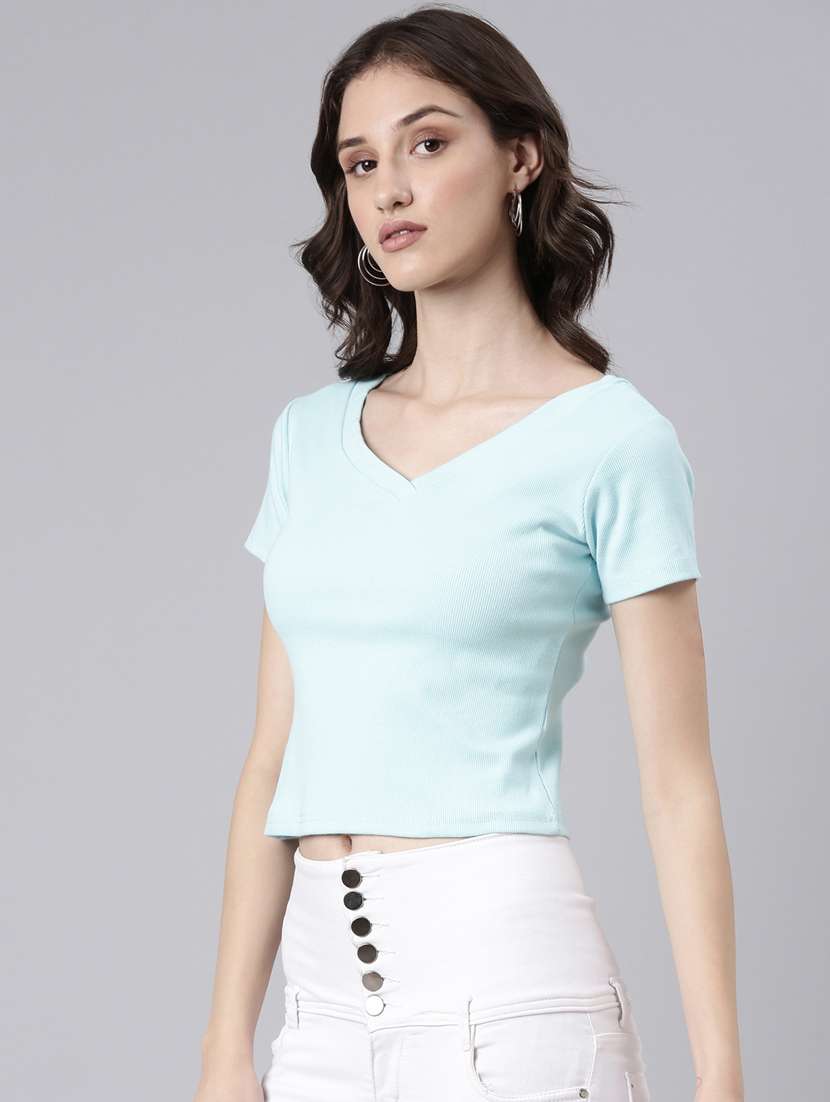 women's plain v neck t-shirt - 20383005 -  Standard Image - 1