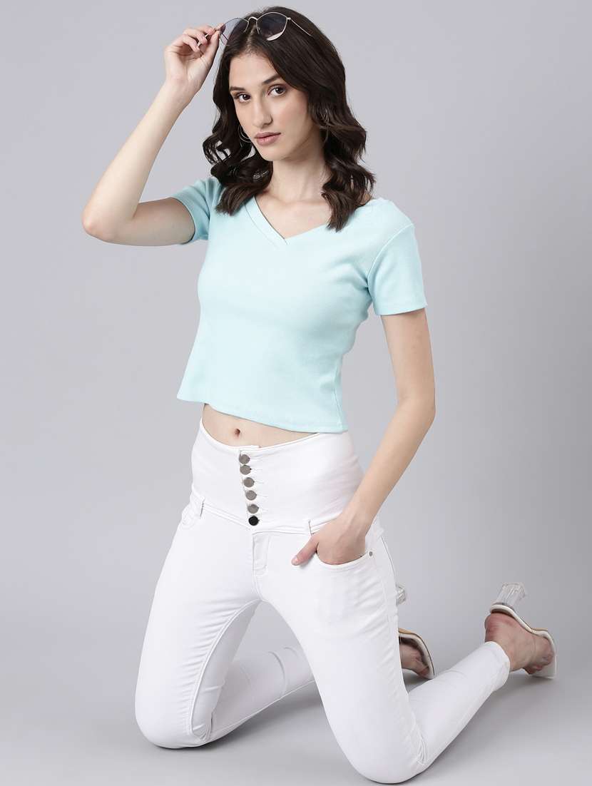 women's plain v neck t-shirt - 20383005 -  Standard Image - 4