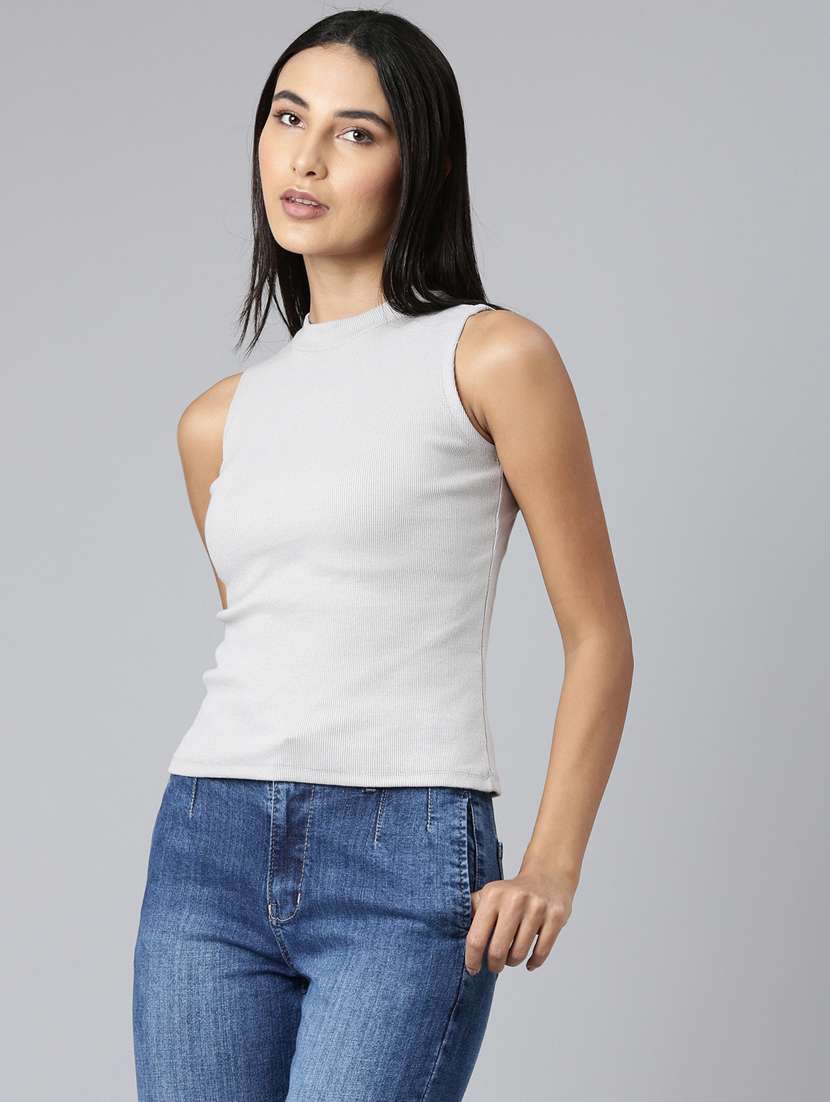 women solid crew neck top - 20383019 -  Standard Image - 1