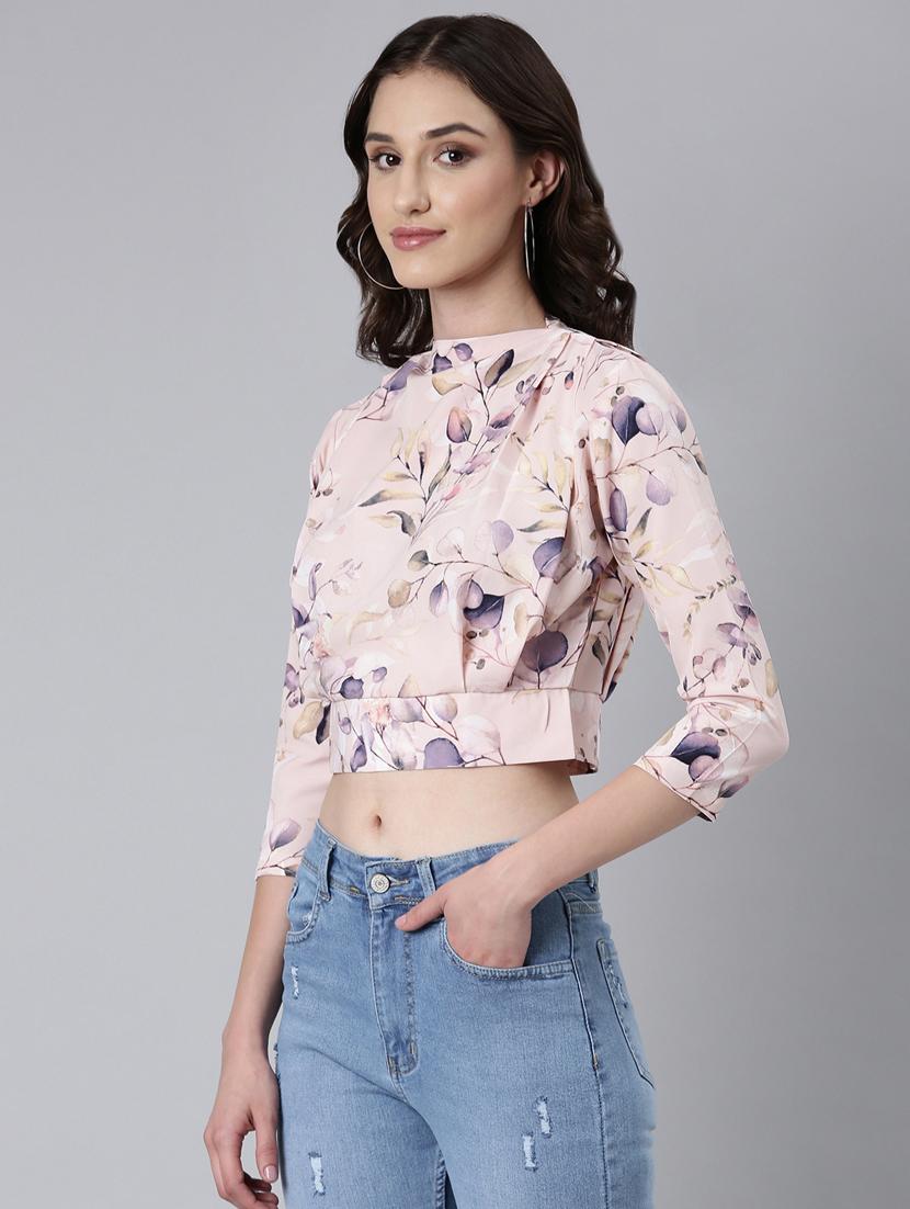 pink floral printed blouson top - 20383025 - Standard Image - 1