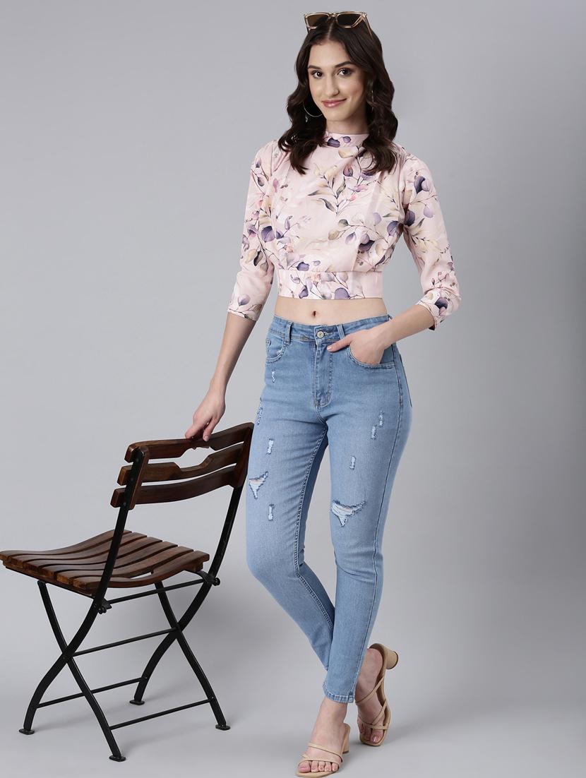 pink floral printed blouson top - 20383025 - Standard Image - 4