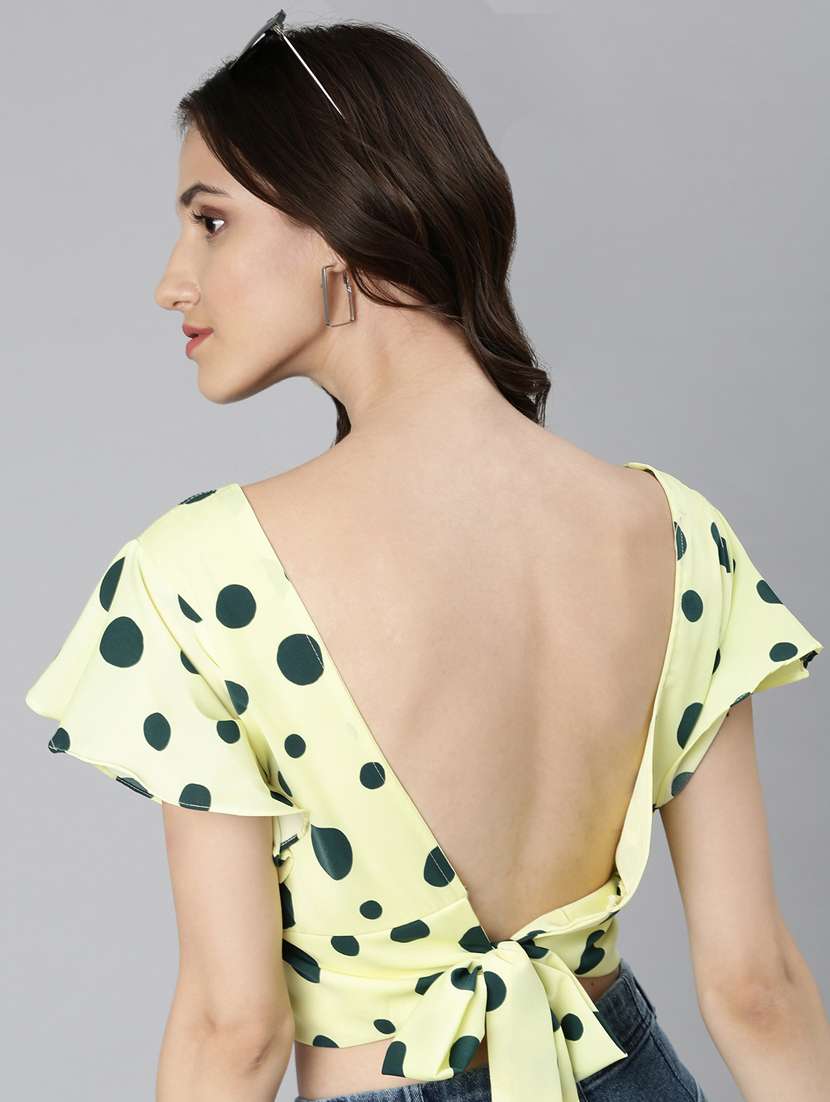 green polka dots blouson top - 20383034 -  Standard Image - 4