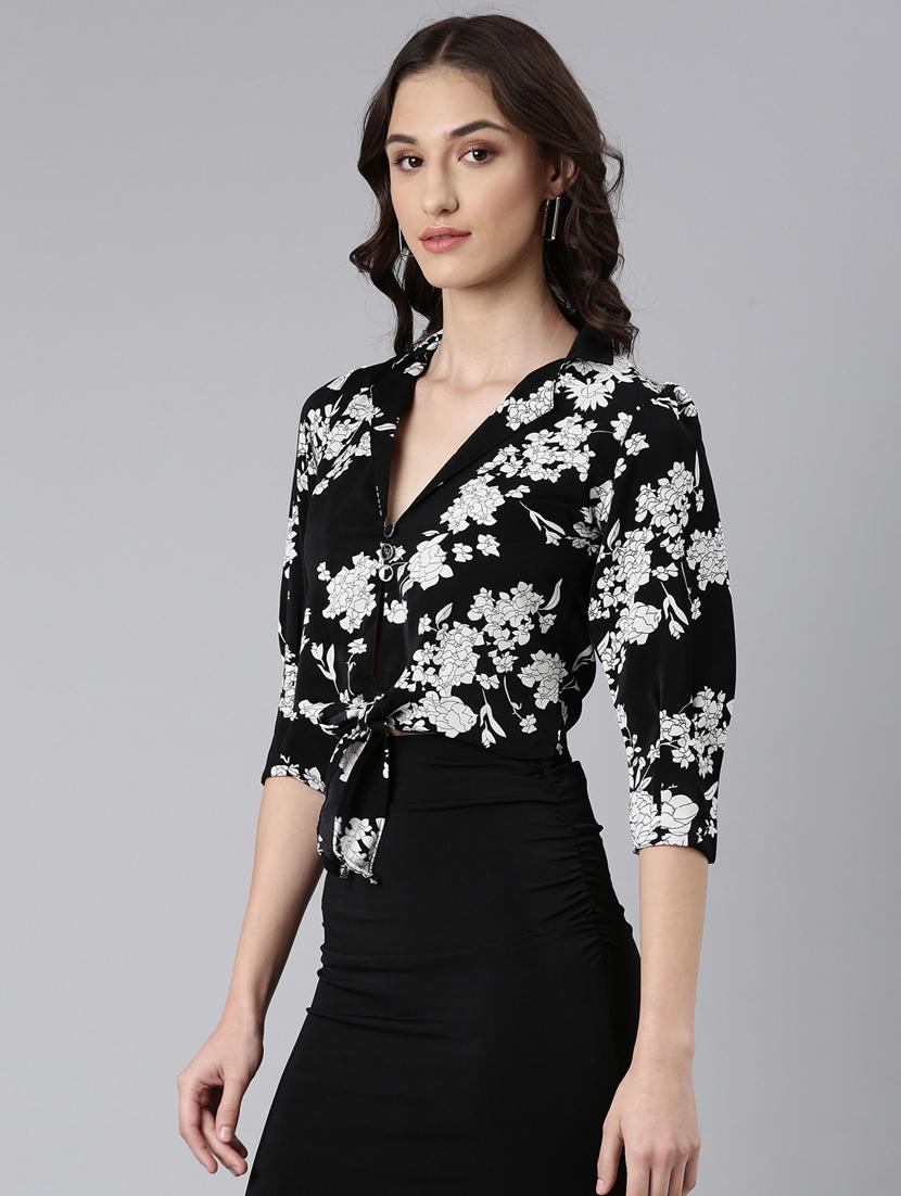 women multi color floral print crepe regular top - 20383043 - Standard Image - 1