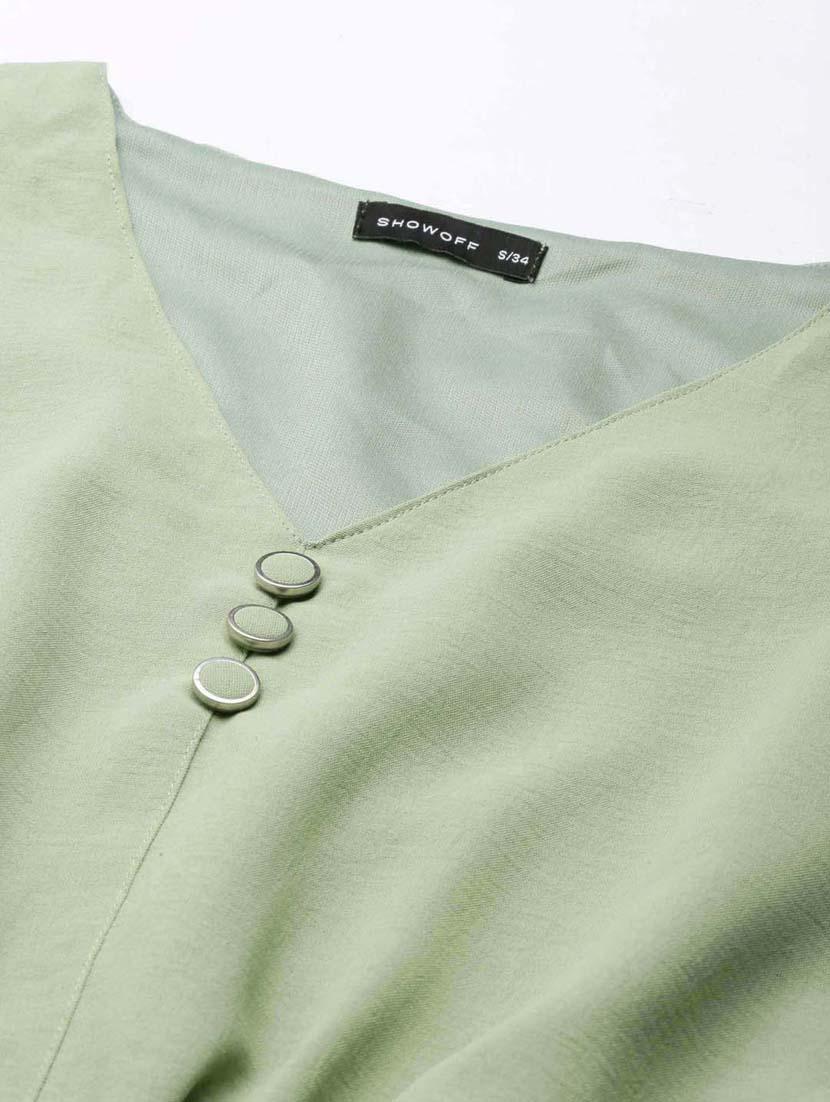 green solid blouson top - 20383050 - Standard Image - 6