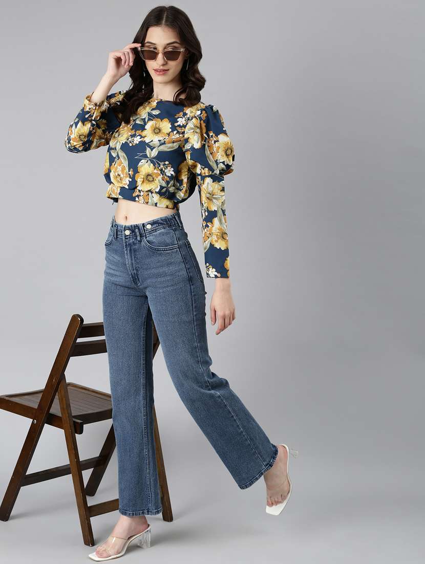 women multi color crepe blouson top - 20383054 -  Standard Image - 4