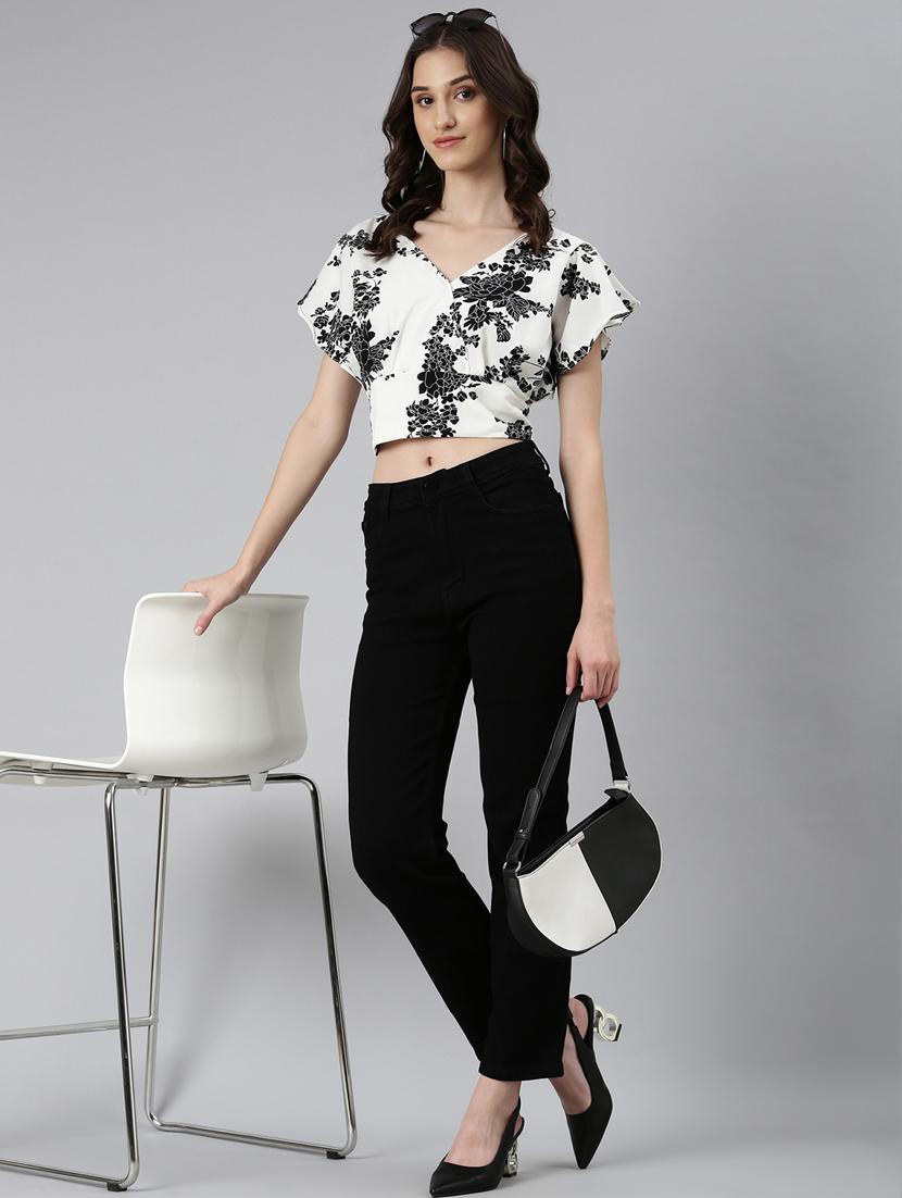 women floral print flared sleeves backless top - 20383058 - Standard Image - 4