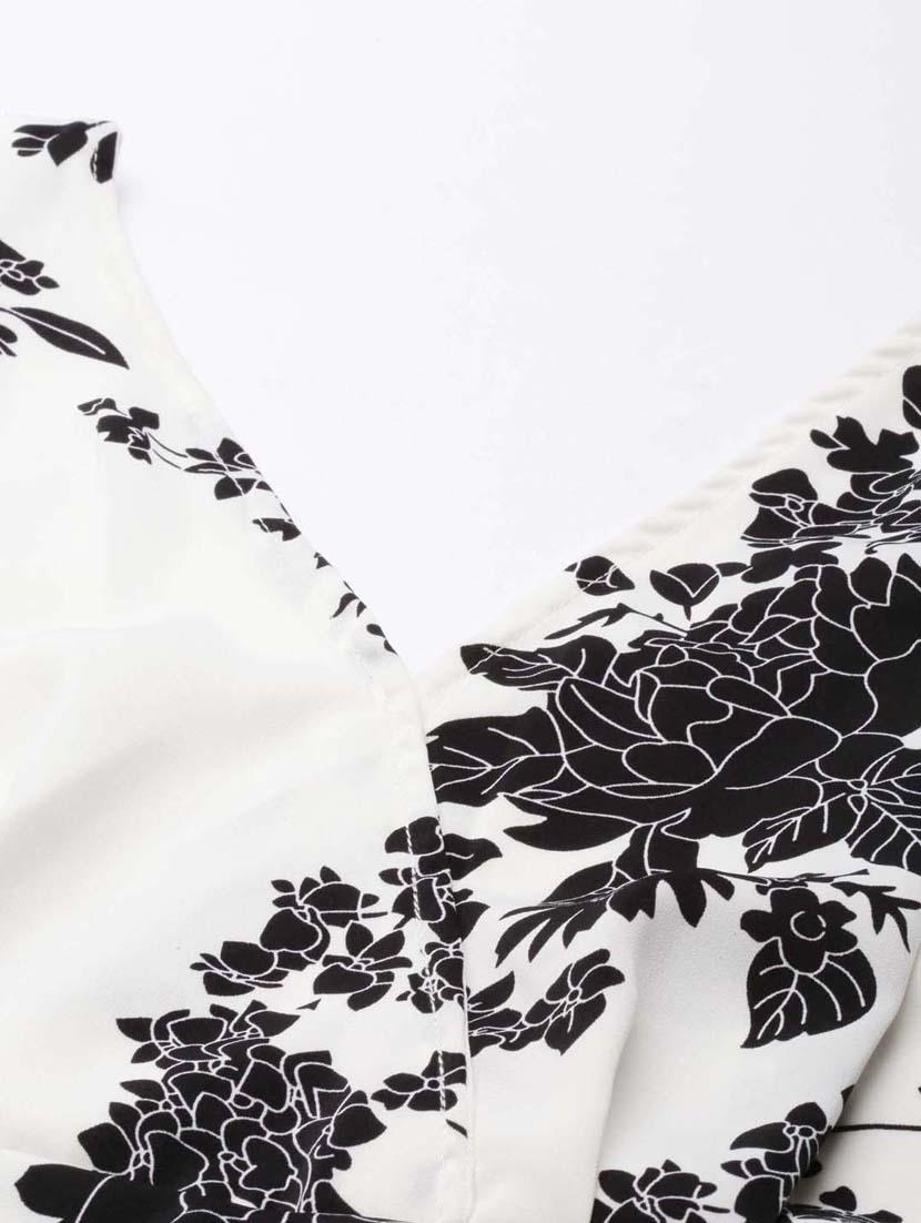 women floral print flared sleeves backless top - 20383058 - Standard Image - 6