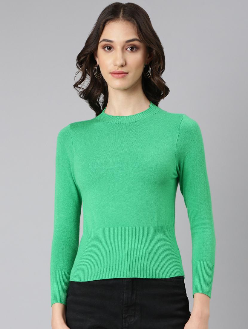 green solid acrylic regular top - 20383070 -  Zoom Image - 0