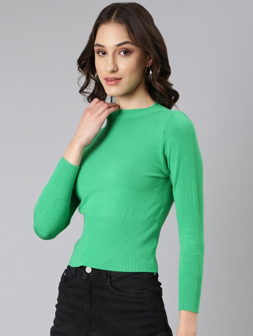 green solid acrylic regular top - 20383070 -  Standard Image - 1