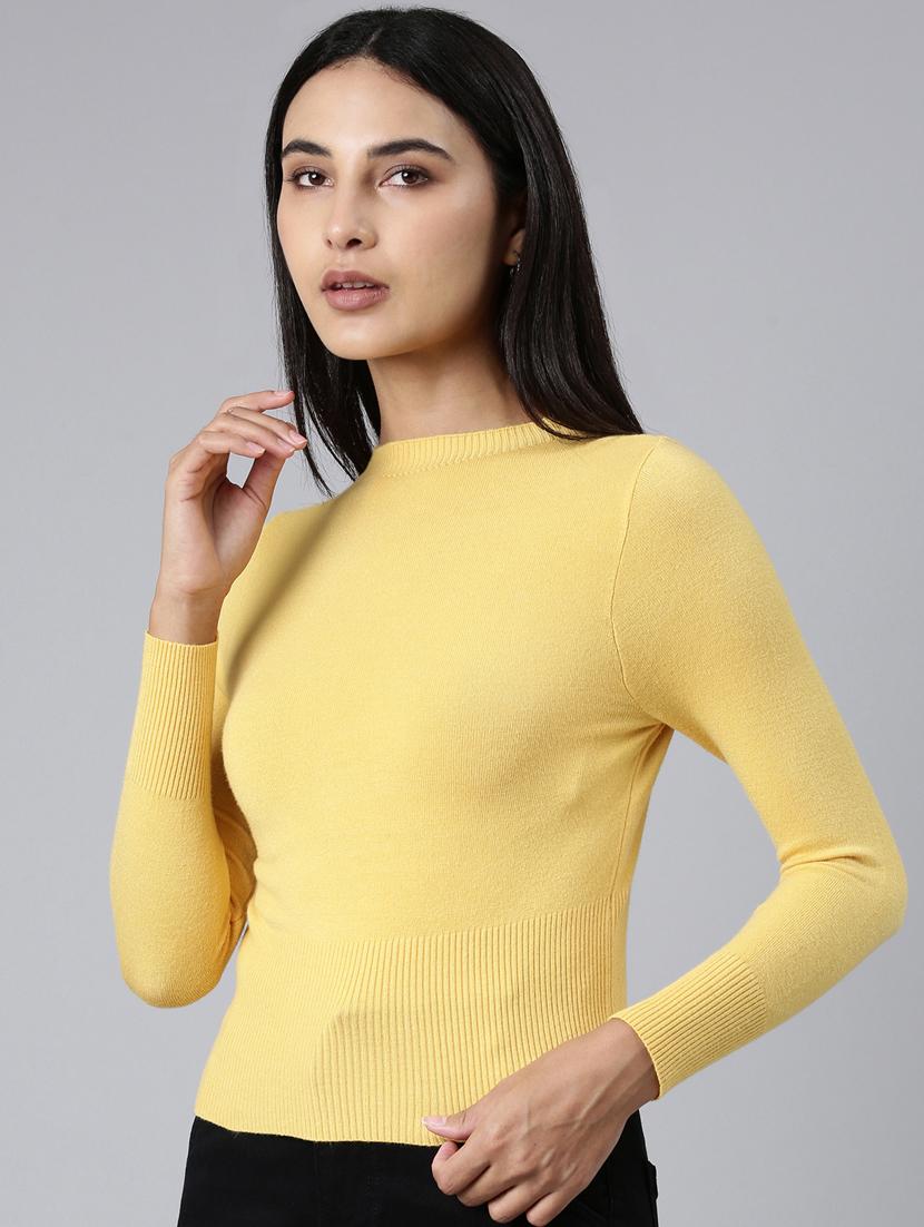 women yellow acrylic regular top - 20383071 -  Standard Image - 1