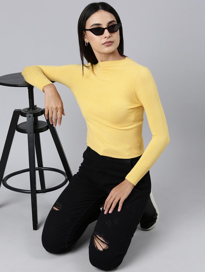 women yellow acrylic regular top - 20383071 - Standard Image - 4