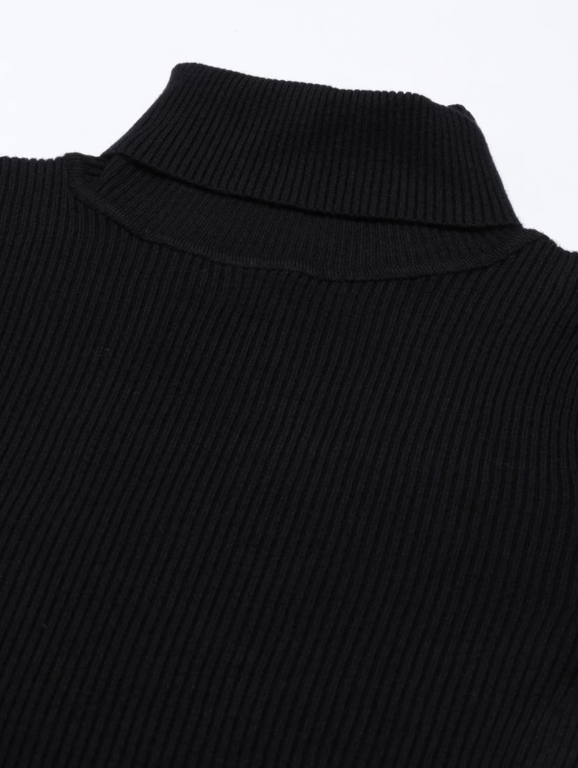 black solid high neck regular top - 20383074 - Standard Image - 6