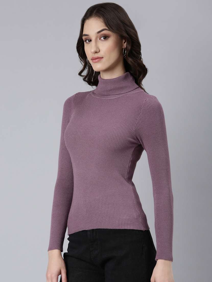 women solid purple acrylic regular top - 20383075 -  Standard Image - 1